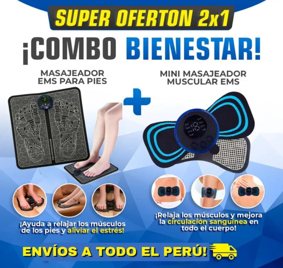 Super Combo Antiestrés Masajeador para pies + Mini masajeador corporal