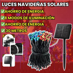 Luces Navidad Panel Solar Cable Verde Led Multicolor🎄