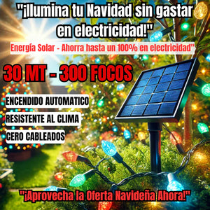 Luces Navidad Panel Solar Cable Verde Led Multicolor🎄