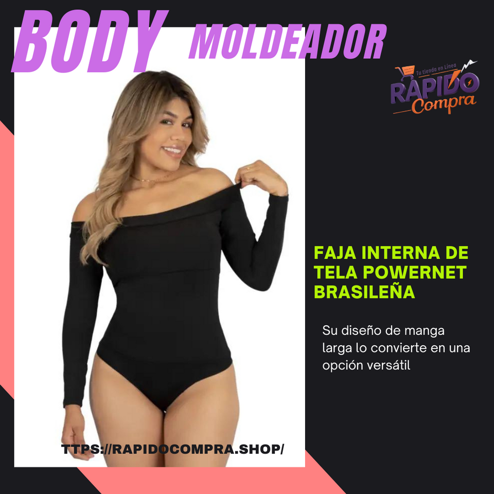 Body Moldeador Manga Larga Off Shoulders